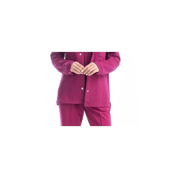 NWT New MUK LUKS Tall 3-Piece Quilted Shacket Lounge Set M Tall Berry Pink Snaps - Picture 2 of 16